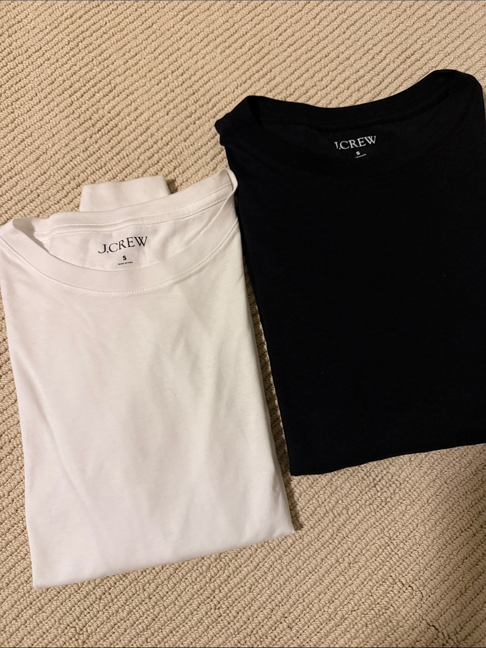 J. Crew Two long sleeve Crewneck Tees in White and Black